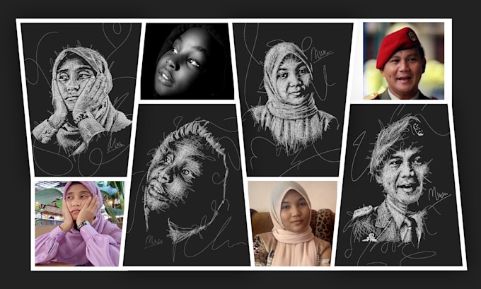 create a unique scribble art portrait for gift