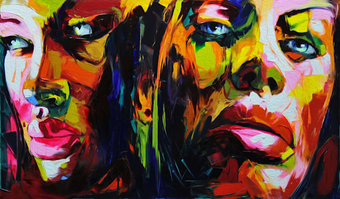 Draw Abstract Art Colorful Digital Oil Painting Portrait For You By