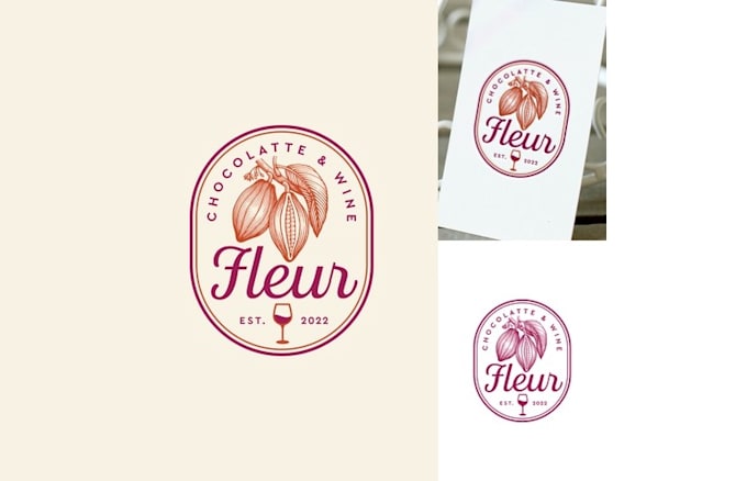 fleur chocolate wine logo design