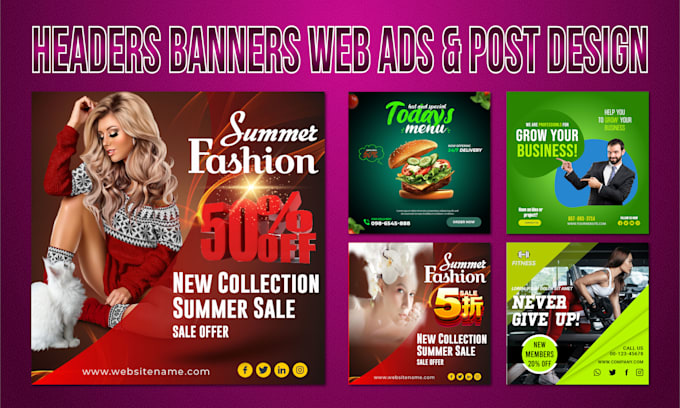 create web banner, google ads, header slider, or social media