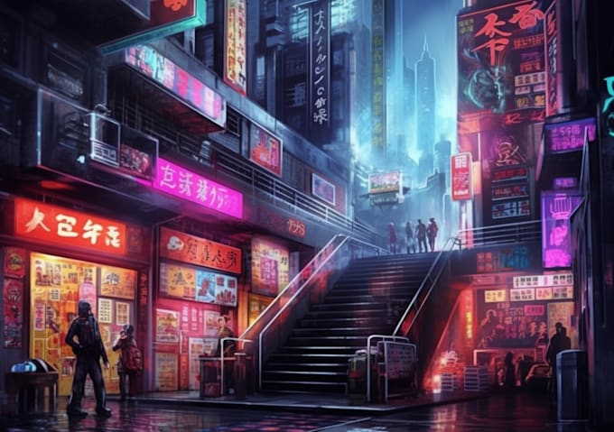 Do futuristic cyberpunk city art background art for you by Coachlagli8 ...