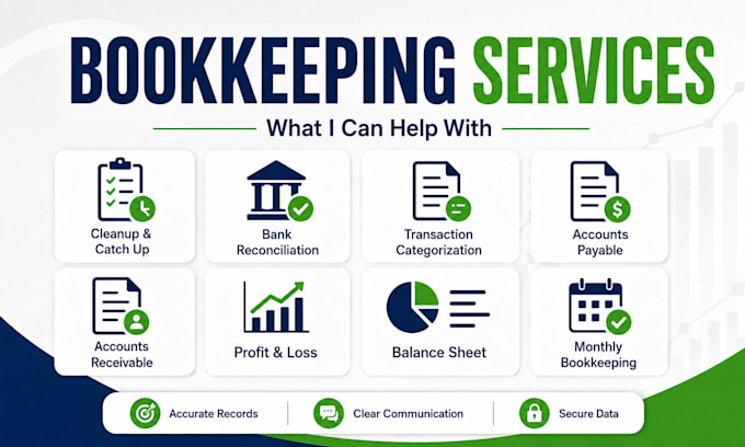 do quickbooks online, xero and excel bookkeeping, cleanup and catch up