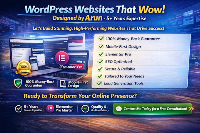 design a modern, conversion focused wordpress website with elementor