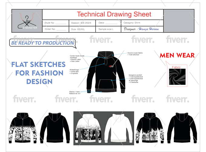 design fashion tech pack and clothing tech pack
