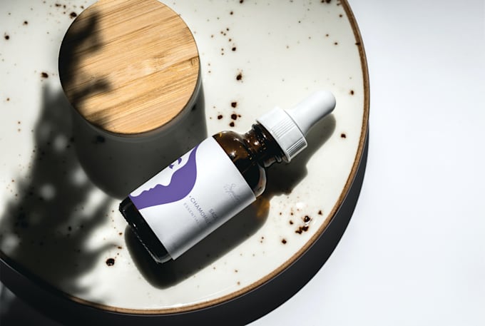 create cbd oil label or minimalist label packaging design