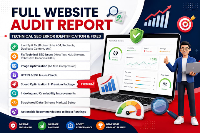 do website audit report and fix technical SEO problems