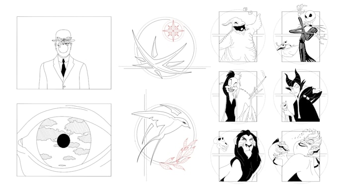 create minimal fan art in fine line style