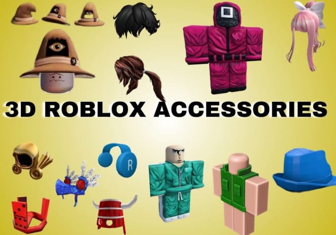 Create 3d roblox accessories backpack, hats, belt, clothes, hair