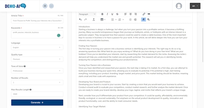 create 70 ai content writing tools and image generator