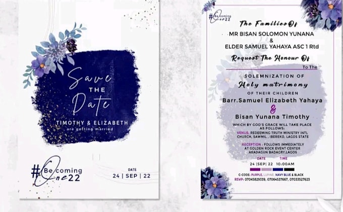 design an stylish invitation card for your wedding