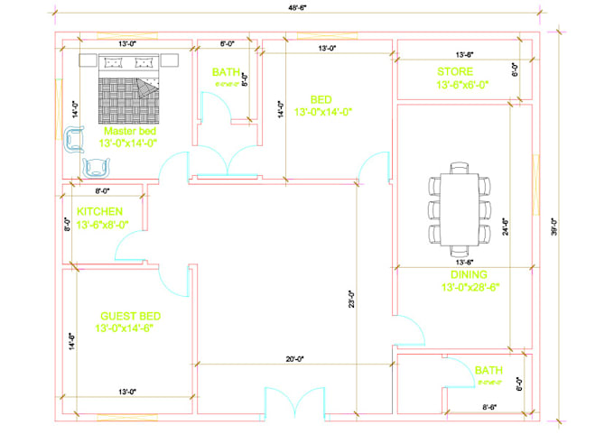 Make 2d floor plan in autocad by Junad_cad | Fiverr
