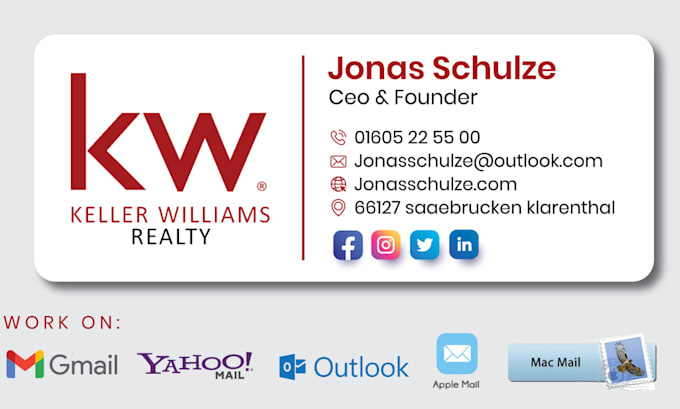 design a clickable responsive HTML email signature