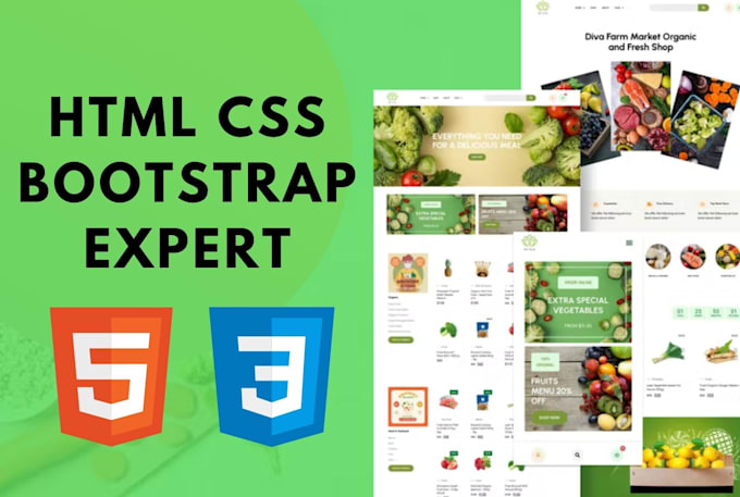 Be your front end web developer and create website with html css ...
