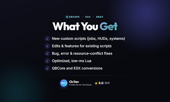 make new or modify fivem scripts for qbcore, esx or qbox