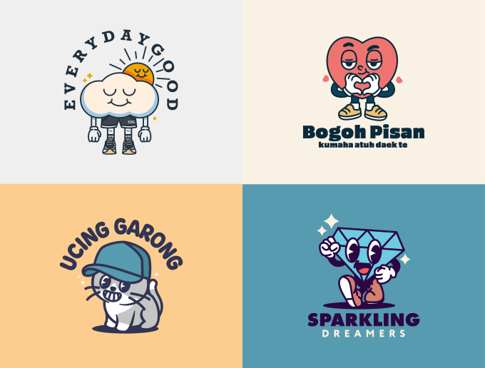 Create a cute vintage retro cartoon mascot illustration logo Create a cute vintage retro cartoon mascot illustration logo