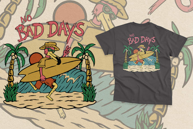 draw vintage summer illustrations for tshirt