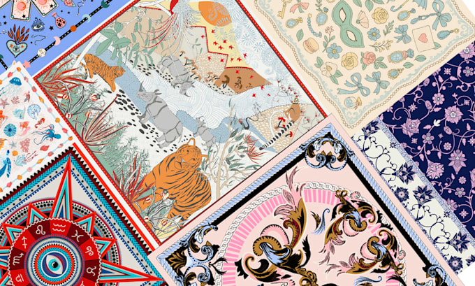 a premium design for a scarf bandana or twilly for luxury brands