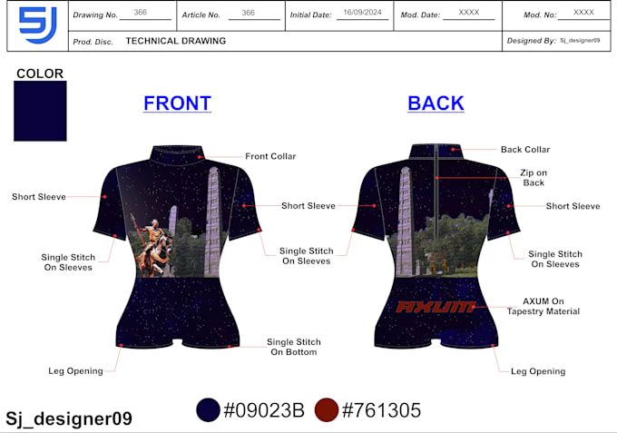 create professional tech pack and fashion sketches