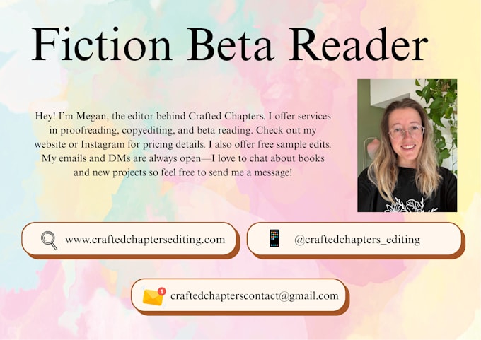 be your beta reader for your fiction manuscript