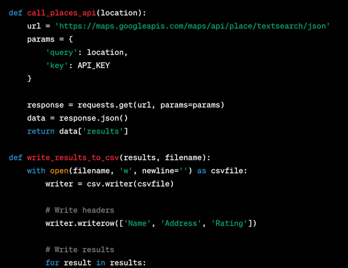 automate and write a script for google maps and places API