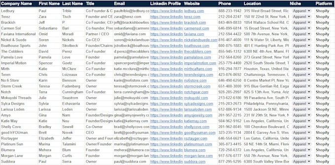 provide shopify store owner leads and ecommerce b2b data