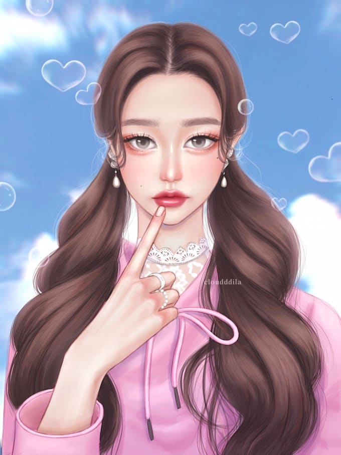 draw beautiful portrait illustration with soft color
