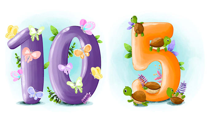 draw numbers as cute illustrations