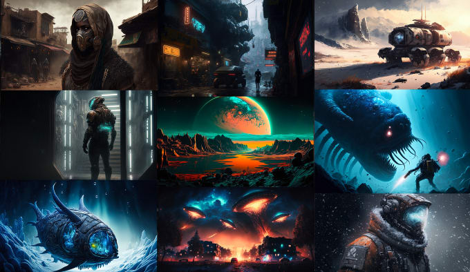 create ai sci fi art using midjourney and stable diffusion