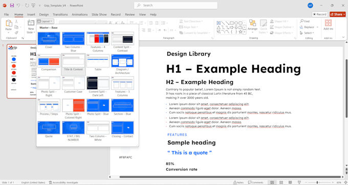 design custom master template with powerpoint, google slide