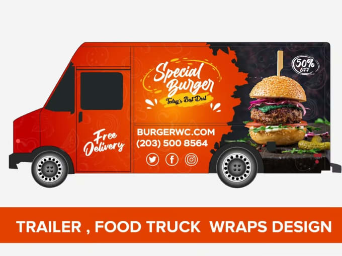 Create food truck food trailer vehicle wrap decals van wrap car wrap boat by Sulemangraphic7