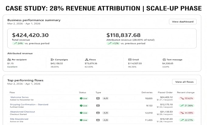 fix email deliverability and setup klaviyo flows for shopify ROI