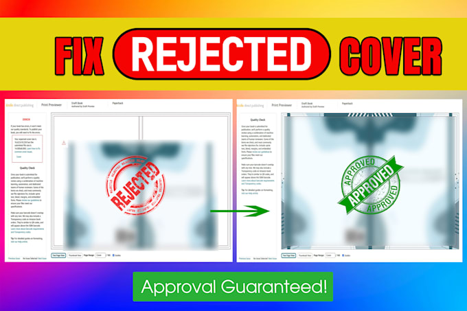fix book cover design errors for amazon KDP ingramspark lulu
