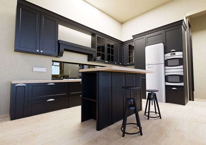 do interior rendering with cinematic lighting and materials