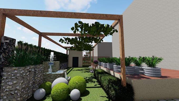 design landscape, backyard and front yard