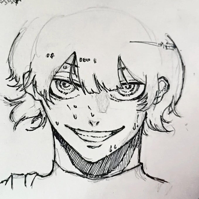 Draw any character in manga style black and white illustration only by ...