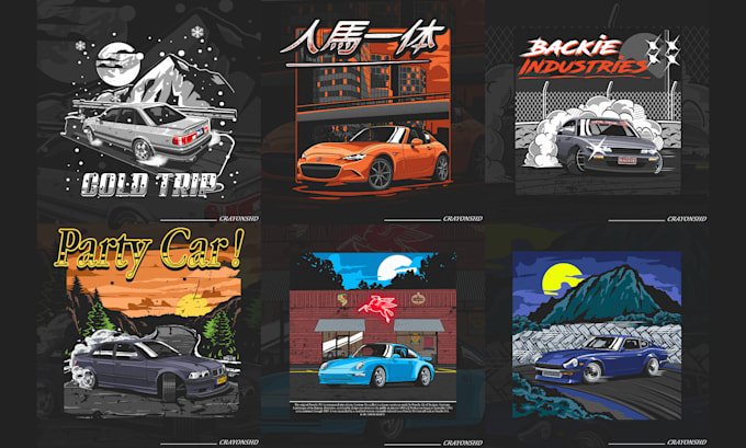 draw vector cartoon car design for tshirt