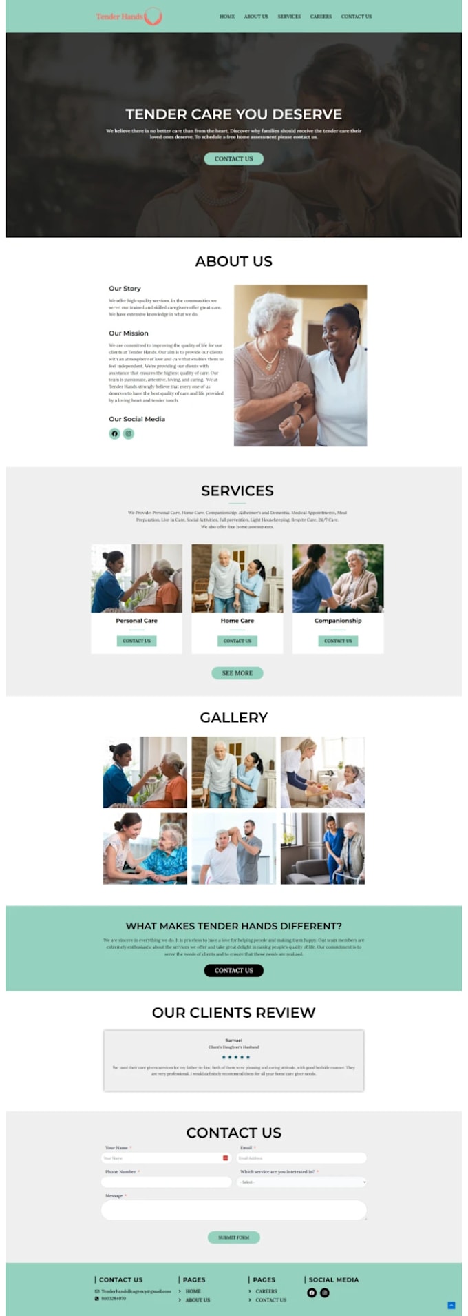 do home care website with an appointment booking system