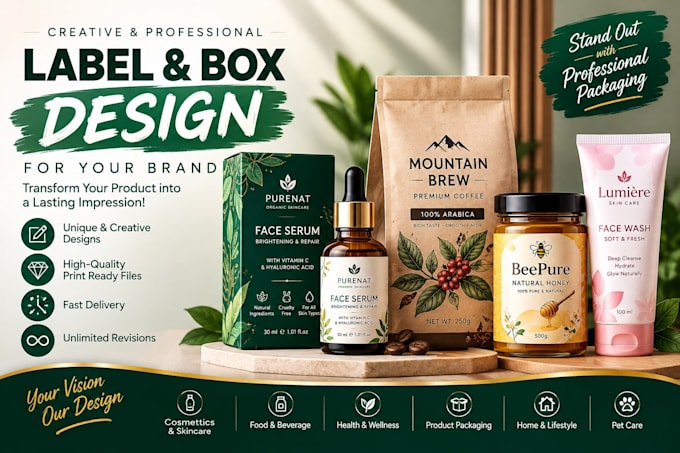 design professional product label, bottle label and packaging label