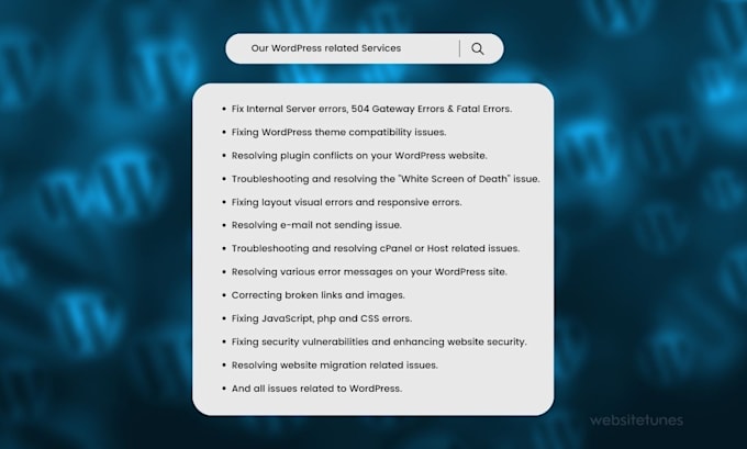 fix wordpress website bug fixing, troubleshooting and error fixing