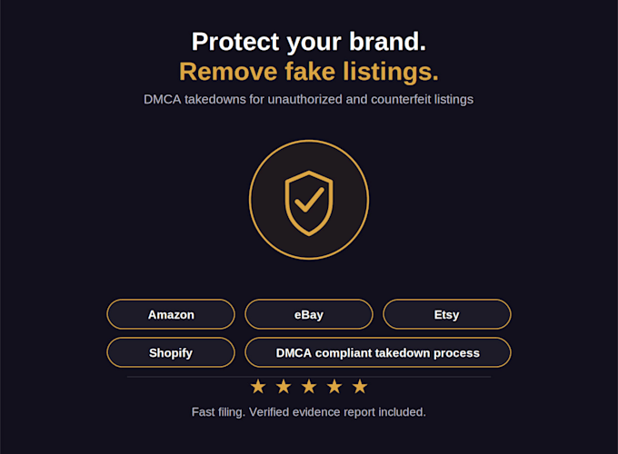 remove unauthorized listings on amazon, etsy, ebay with dmca
