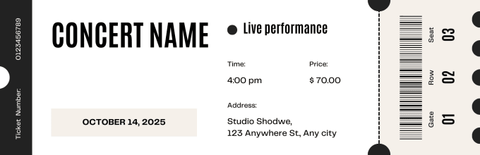 design custom tickets for a concert, event, or flight