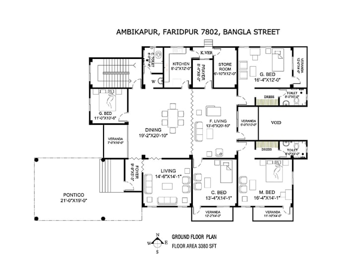 Draw 2d floor plan in autocad by Rakibcad | Fiverr