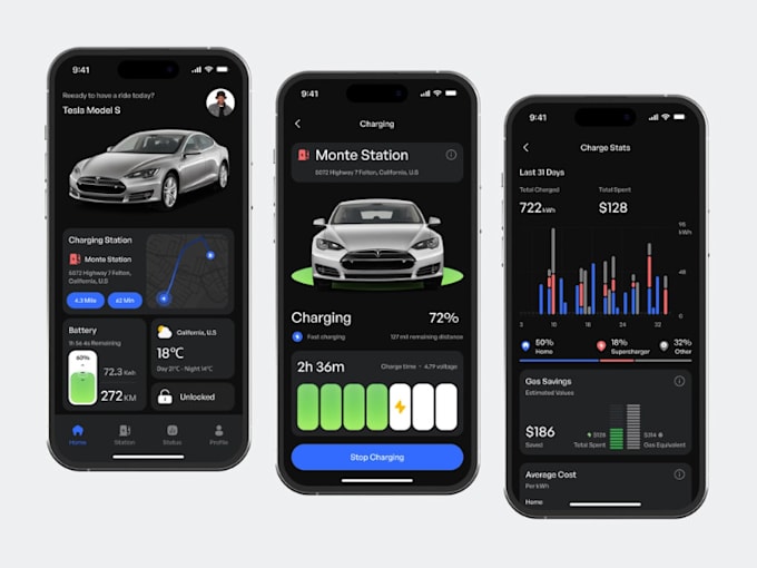 develop ev charging app, ev charging finding app, charging app, escooter app