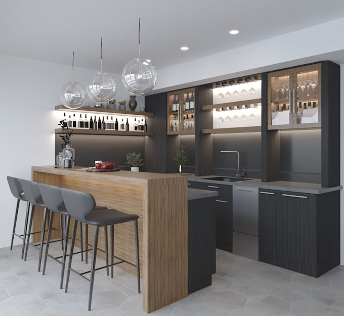 Create kitchen and bathroom interior design 3d rendering by Ar_usama ...