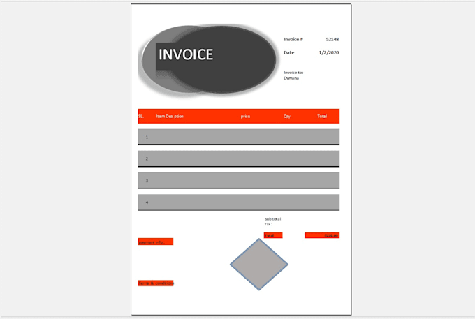 Fiver Invoice Example Create invoice design template in me excel and google sheets by Ashfaq ...