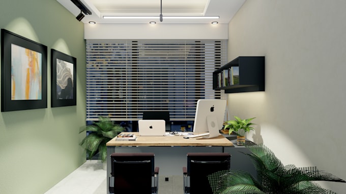 design office interior and 3d rendering