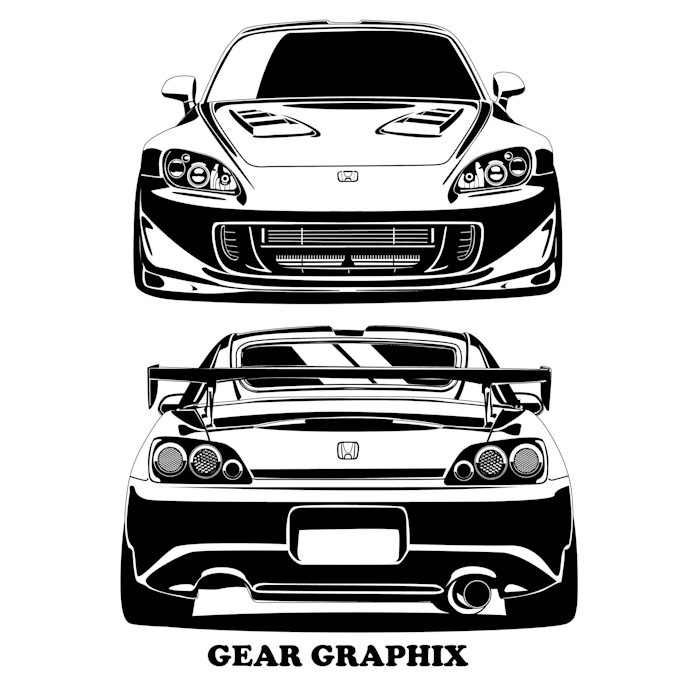 create a black and white vector illustration for your car