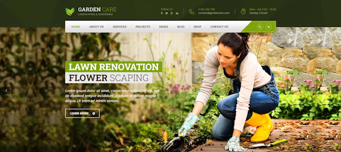 create landscaping, gardening, farming, plants or lawn care website
