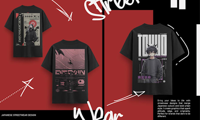 design japanese streetwear style for t shirt