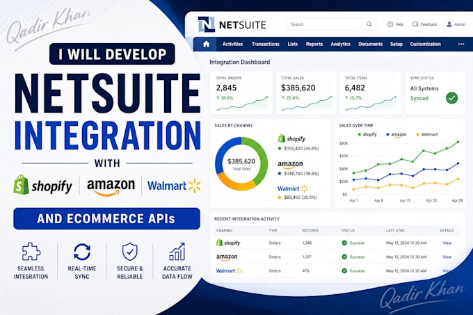 develop netsuite integration with shopify, amazon, and ecommerce apis